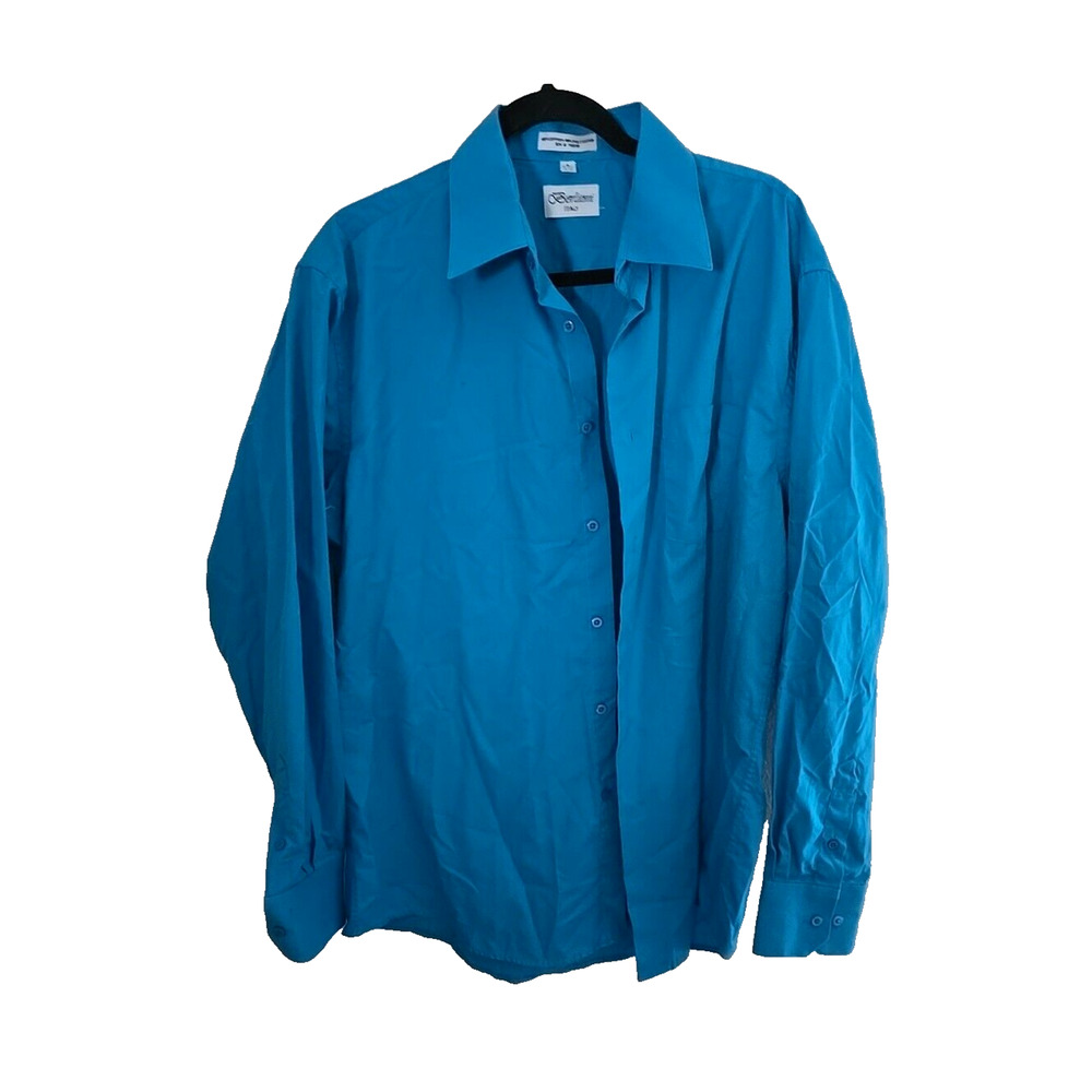Berlioni Blue Relaxed Long Sleeve Career Casual Button Shirt Men's Size‎ Large